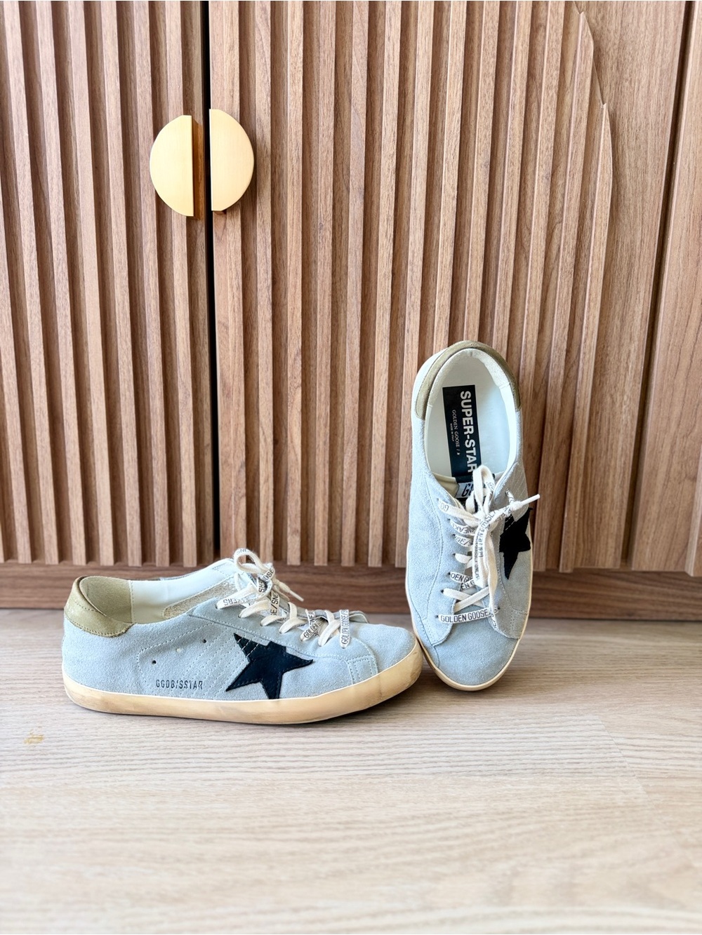 Golden Goose Super-Star Gray Suede Black Star Sneakers